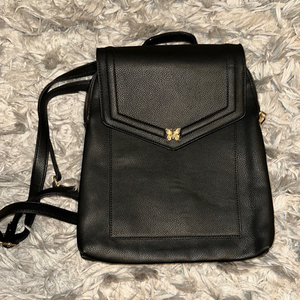 Black Backpack with Gold Accent